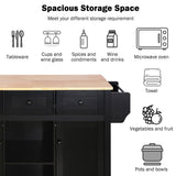 SINOFURN Black Mdf Base with Wood Top Rolling Kitchen Cart (17.7-in x 53.1-in x 37.2-in)