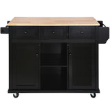 SINOFURN Black Mdf Base with Wood Top Rolling Kitchen Cart (17.7-in x 53.1-in x 37.2-in)