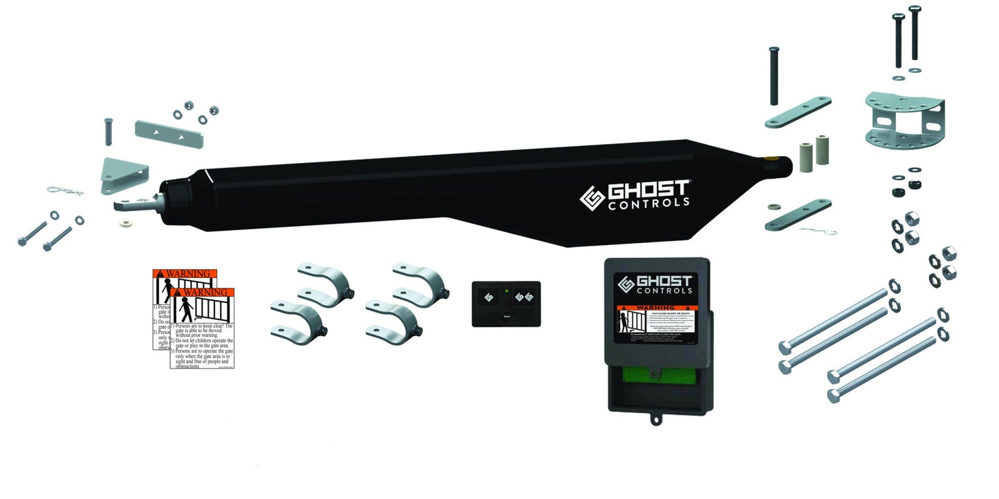 Ghost Controls 20-ft Single Swing Universal Battery Driveway Gate Opener Kit (Solar Compatible)