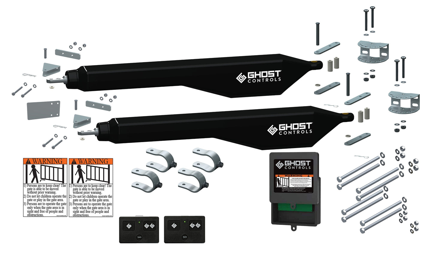 Ghost Controls 12-ft Dual Swing Universal Battery Driveway Gate Opener Kit (Solar Compatible)