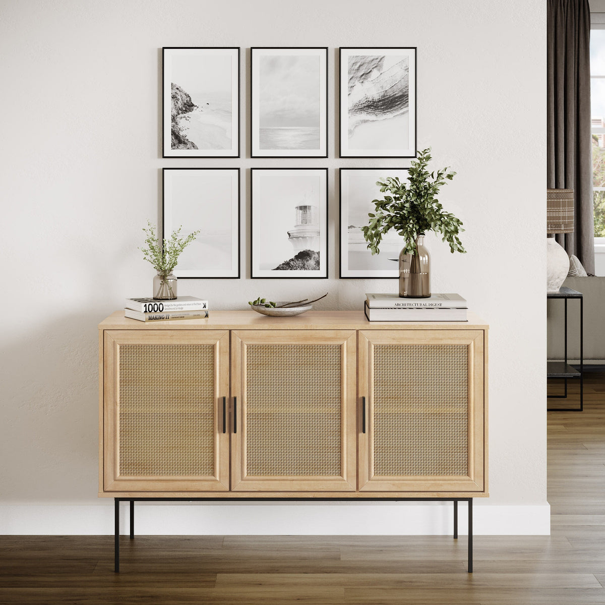 CorLiving Emmett Light Wood Grain Finish Sideboard Buffet