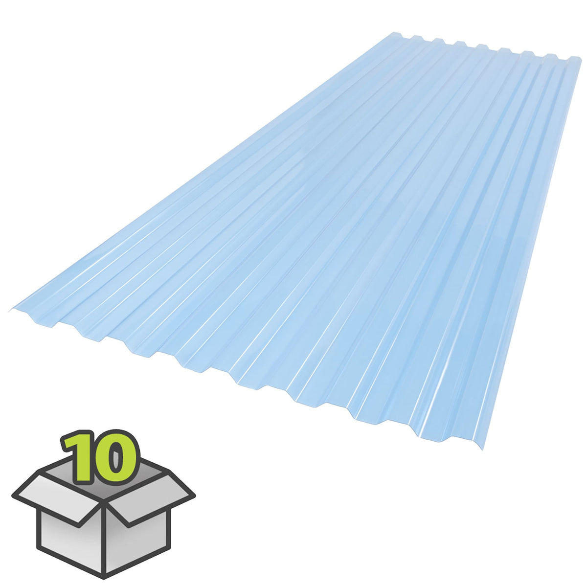 SUNTUF 2-ft x 6-ft Corrugated Sky Blue Polycarbonate Roof Panel, 10-Pack