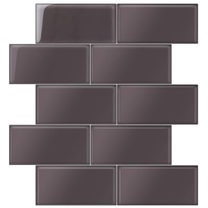 Apollo Tile Colorway Dark Gray 3-in x 6-in Glossy Glass Brick Subway Wall Tile (5-sq. ft/ Carton)