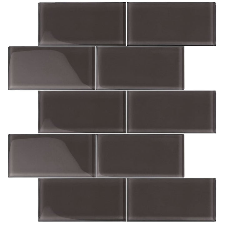 Apollo Tile Colorway Dark Gray 3-in x 6-in Matte Glass Brick Subway Wall Tile (5-sq. ft/ Carton)