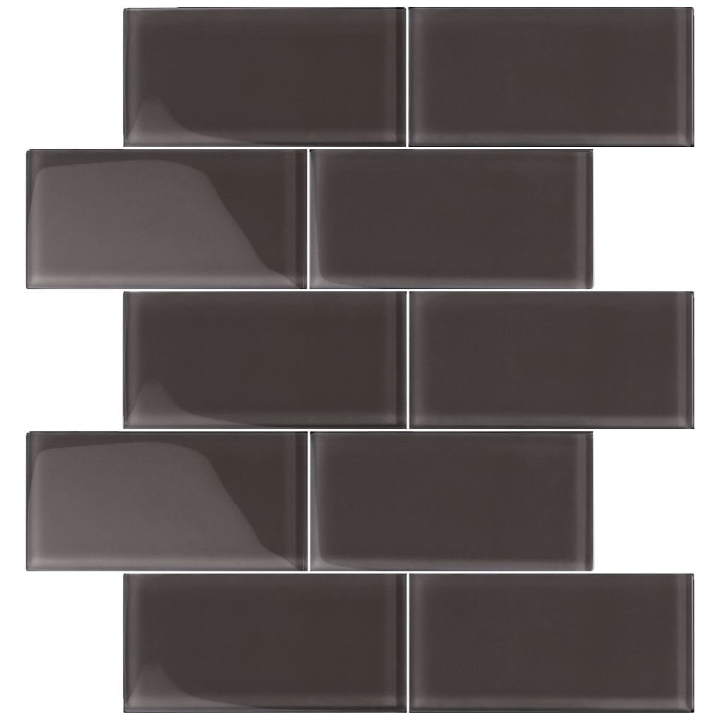 Apollo Tile Colorway Dark Gray 3-in x 6-in Matte Glass Brick Subway Wall Tile (5-sq. ft/ Carton)