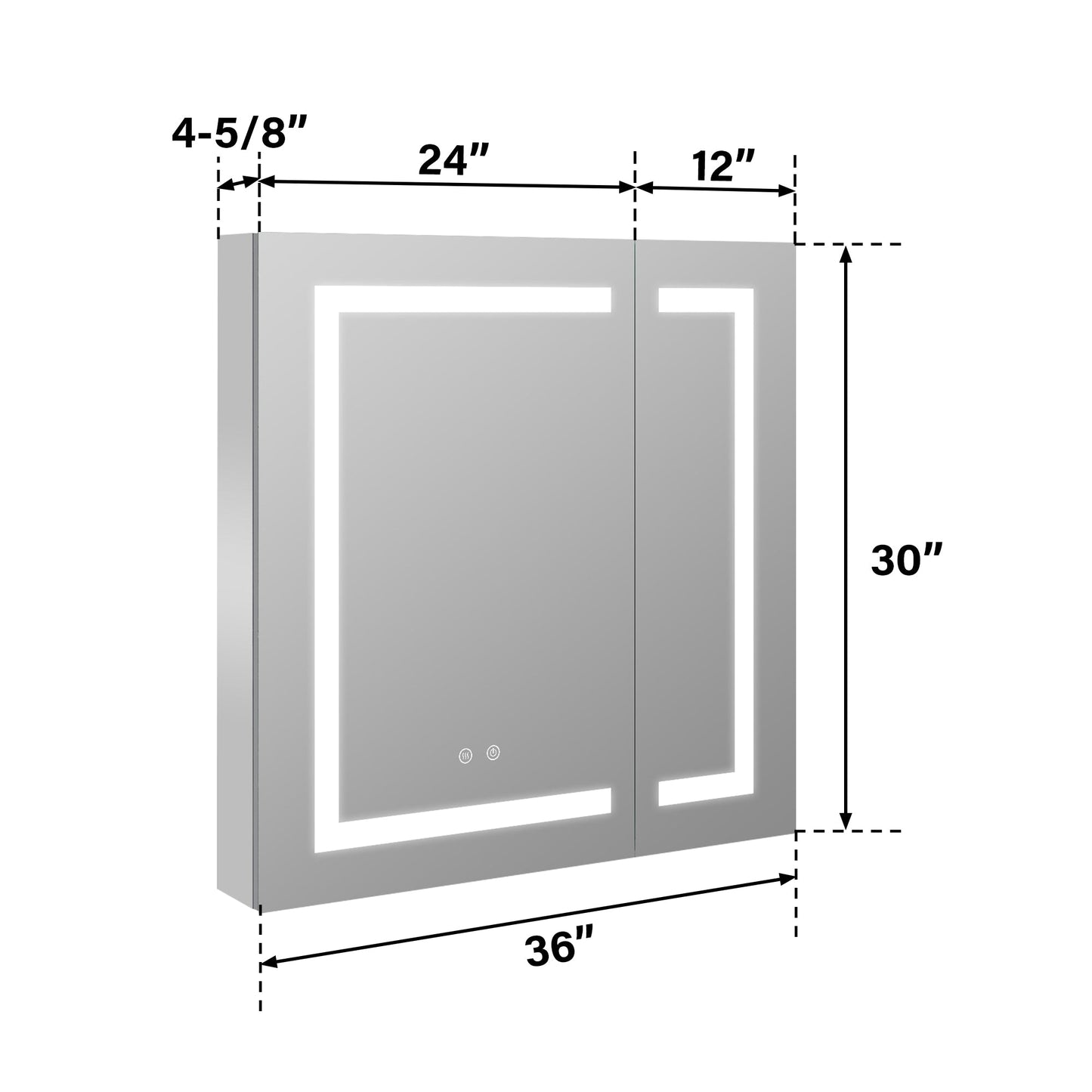 Forclover 36-in x 30-in Lighted LED Fog Free Surface/Recessed Mount Silver Mirrored Soft Close Medicine Cabinet with Outlet