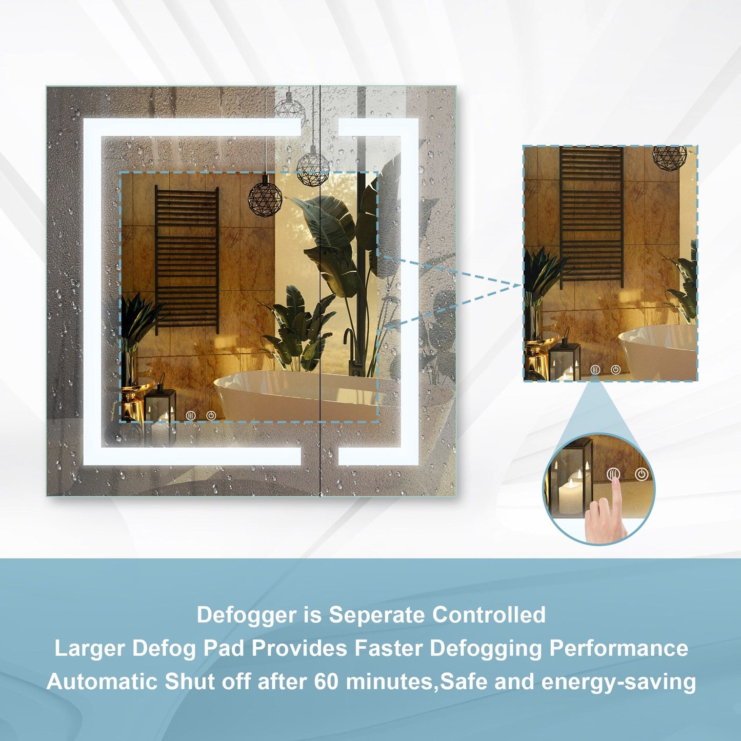 Forclover 36-in x 30-in Lighted LED Fog Free Surface/Recessed Mount Silver Mirrored Soft Close Medicine Cabinet with Outlet