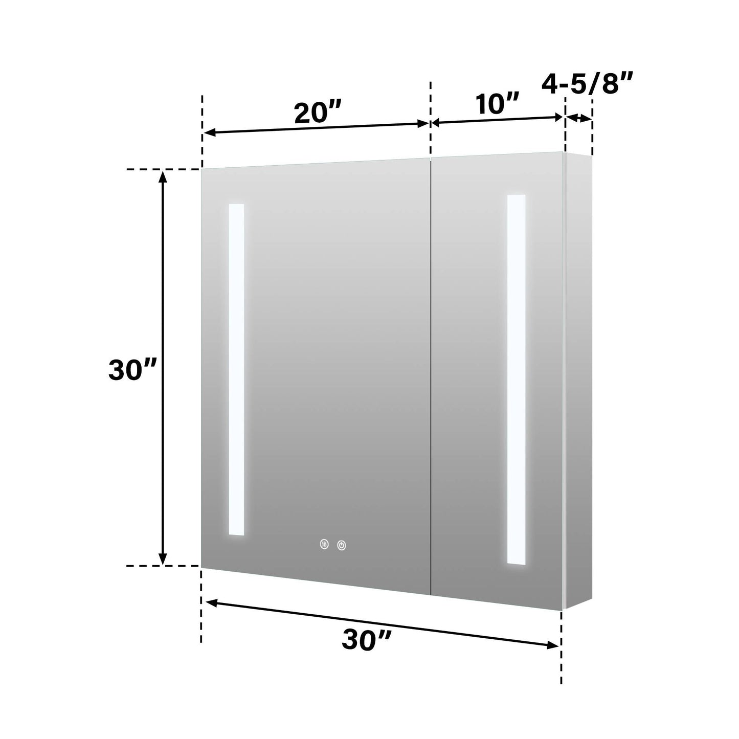 Forclover 30-in x 30-in Lighted LED Fog Free Surface/Recessed Mount Silver Mirrored Soft Close Medicine Cabinet with Outlet