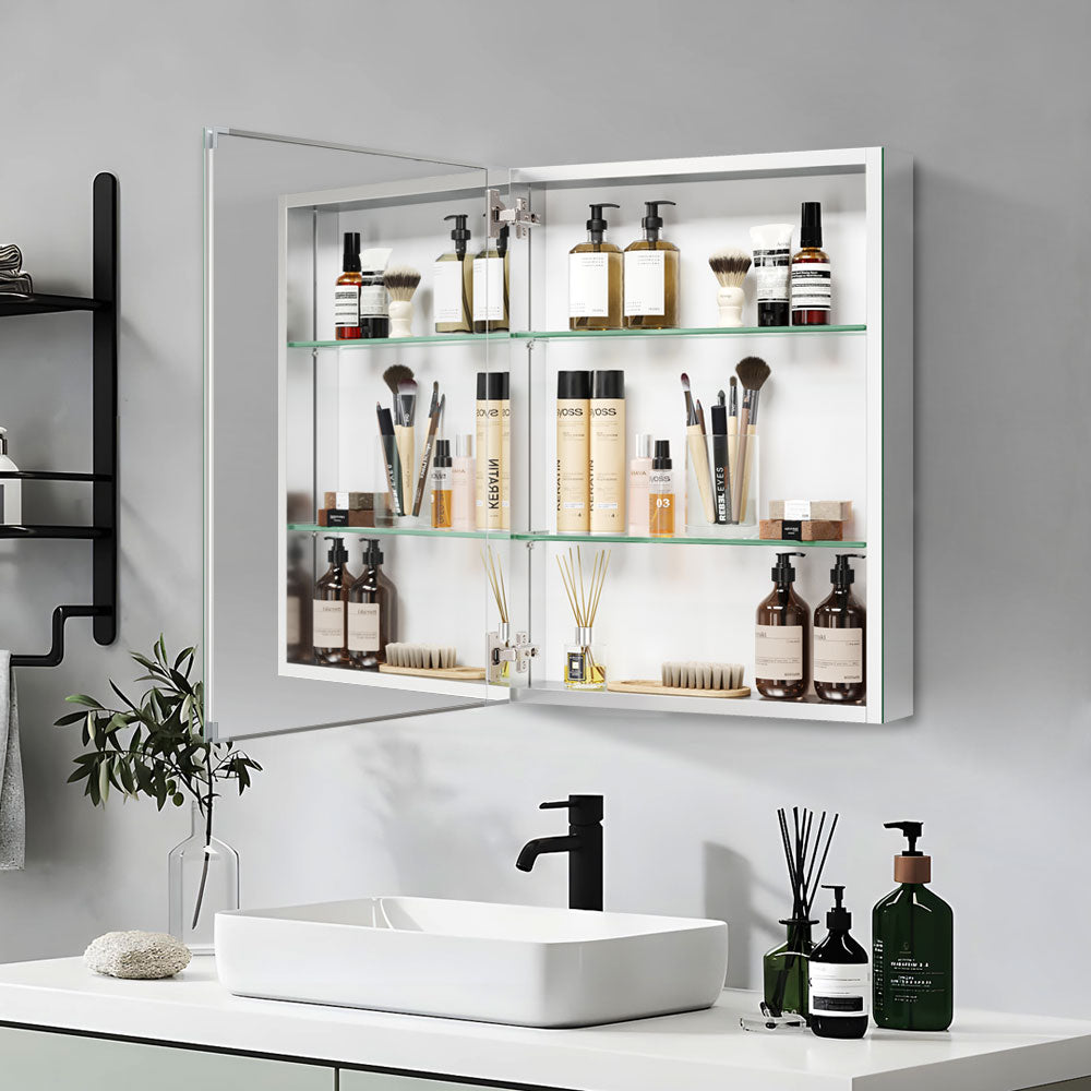 Forclover 20-in x 26-in Surface/Recessed Mount Silver Mirrored Soft Close Medicine Cabinet