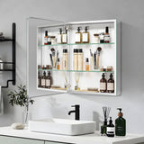 Forclover 20-in x 26-in Surface/Recessed Mount Silver Mirrored Soft Close Medicine Cabinet