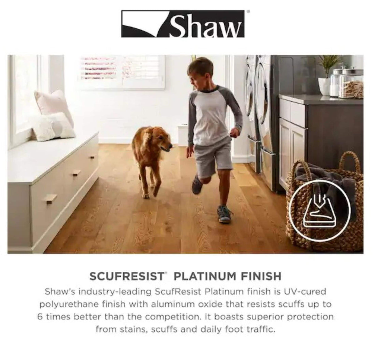 Shaw Hickory Sepia hardwood flooring — carton and plank detail