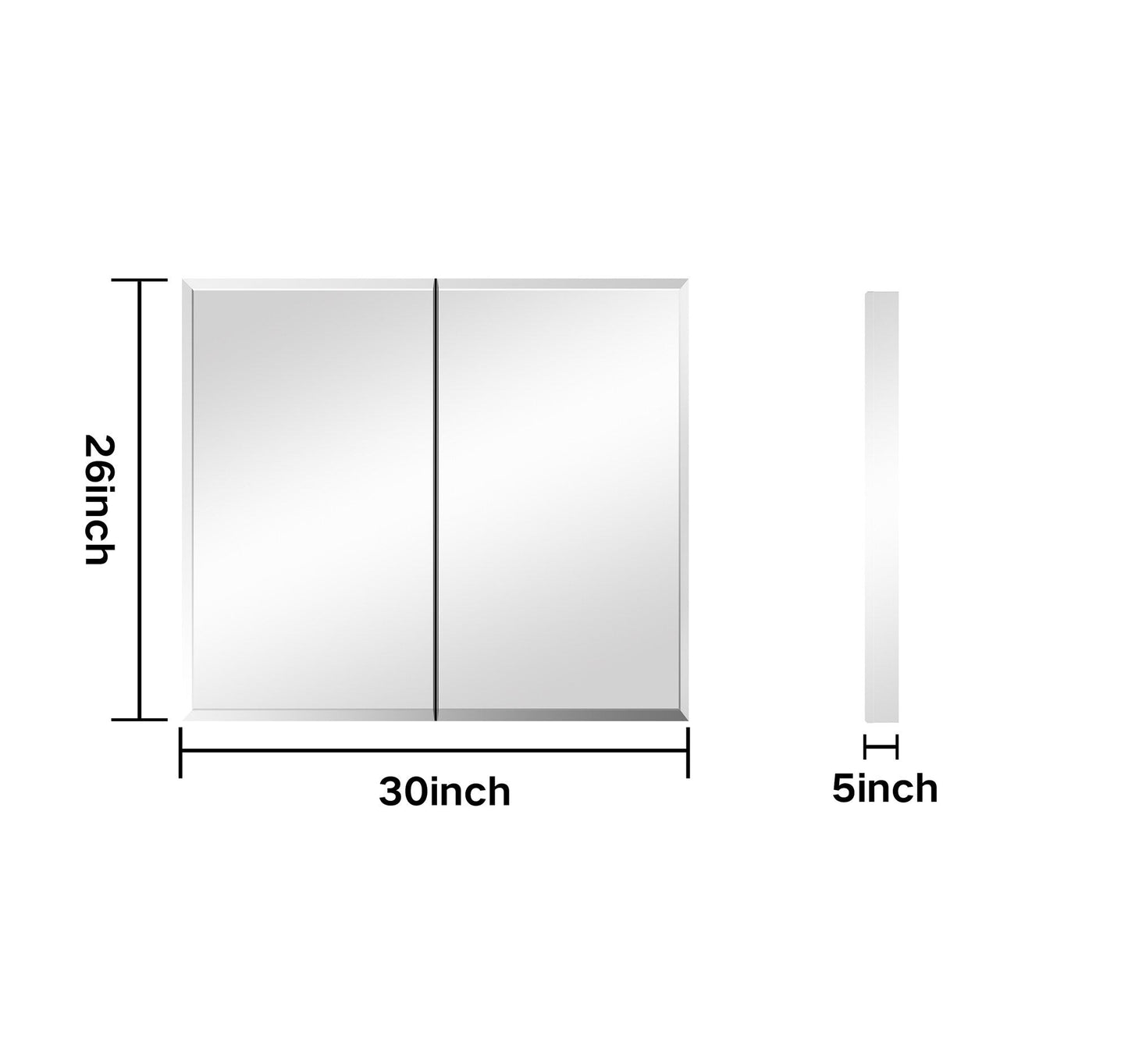 Forclover 30-in x 26-in Surface/Recessed Mount Silver Mirrored Soft Close Medicine Cabinet