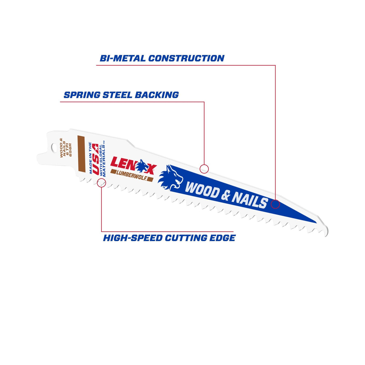 LENOX Power Blast 5-Pack 6-in 6-TPI Wood Cutting Reciprocating Saw Blade
