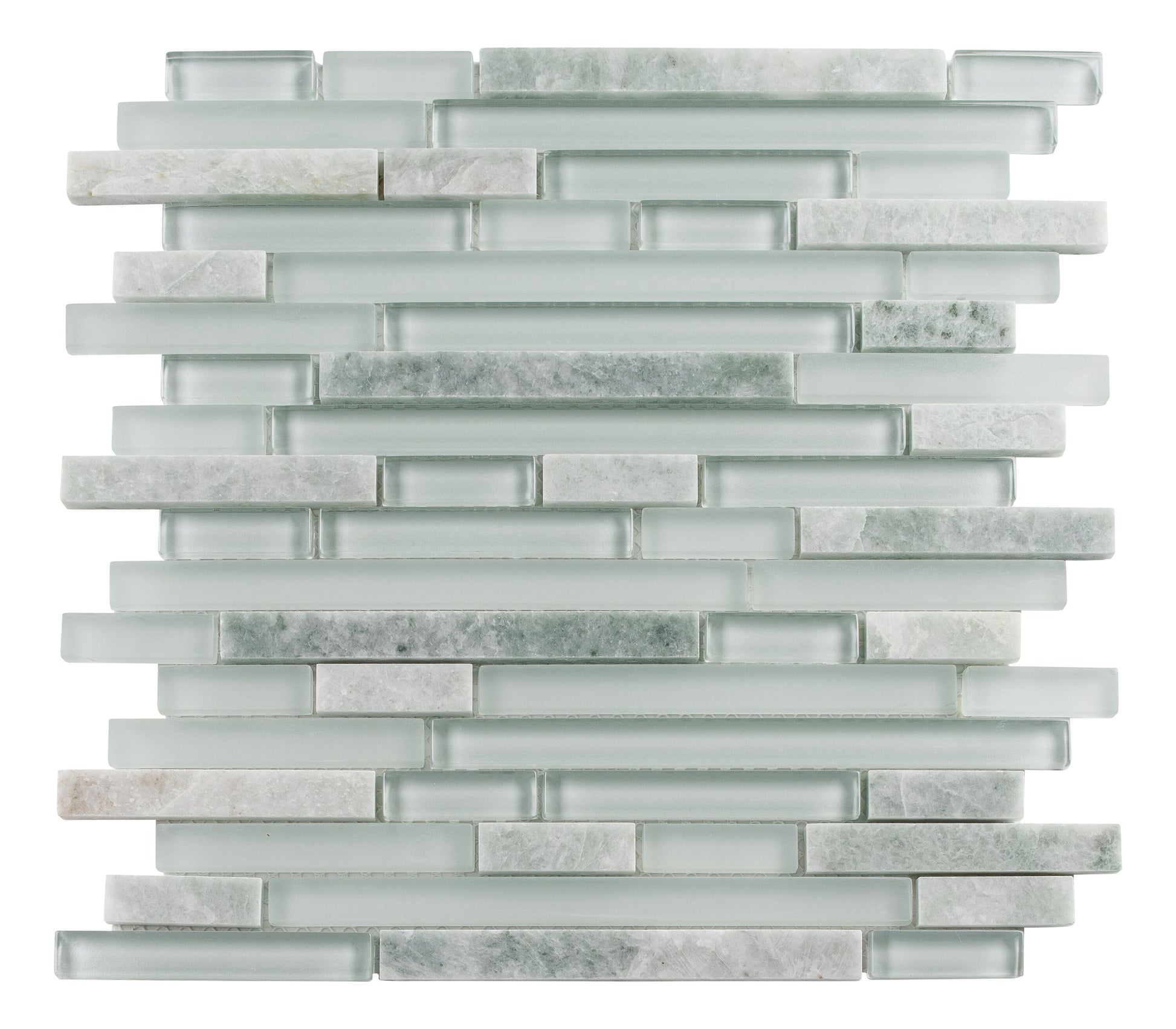 Andova Tiles BRAVIO Aquavelt 12-in x 12-in Frosted Glass/Stone Marble Brick look Linear Mosaic Wall Tile product image