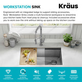 Kraus Kore Workstation 32-in x 19-in Stainless Steel Single Bowl Undermount Kitchen Sink All-in-One Kit