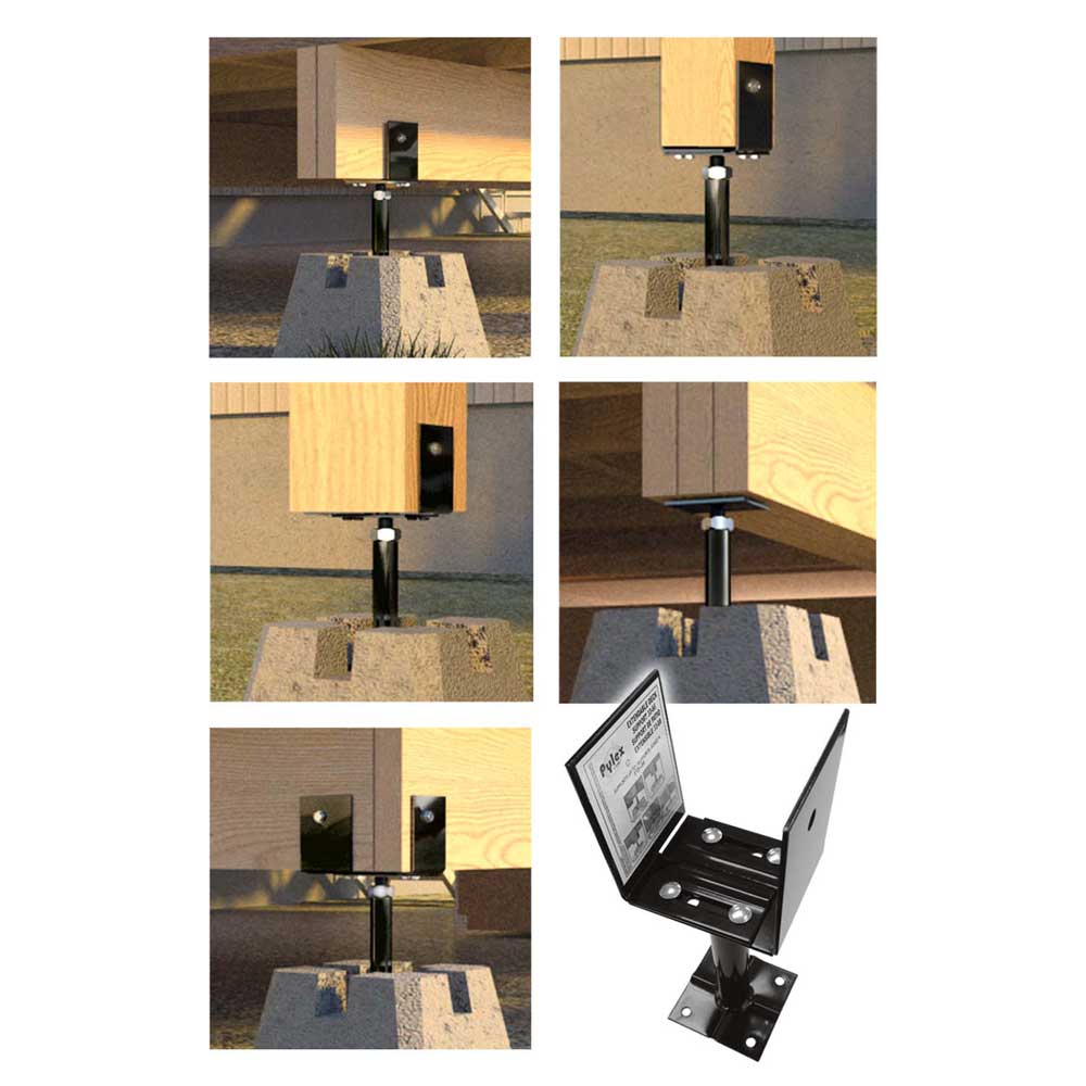 Pylex 3-in to 7-in Black Steel Deck Support (2-Pack)