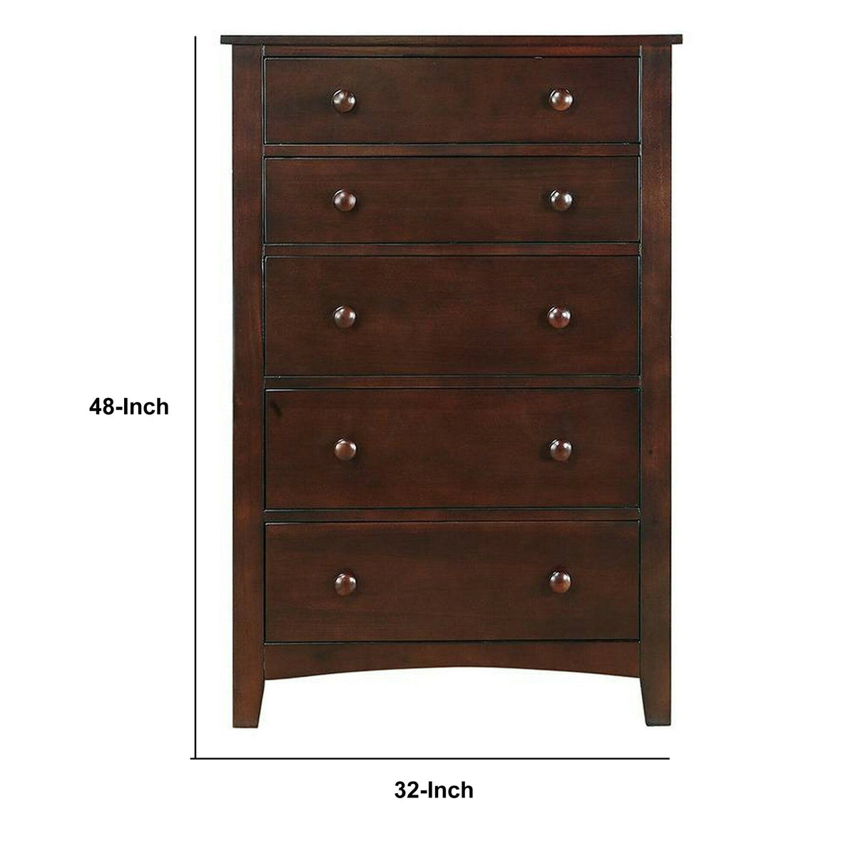 Benzara Brown 5-Drawer Accent Chest