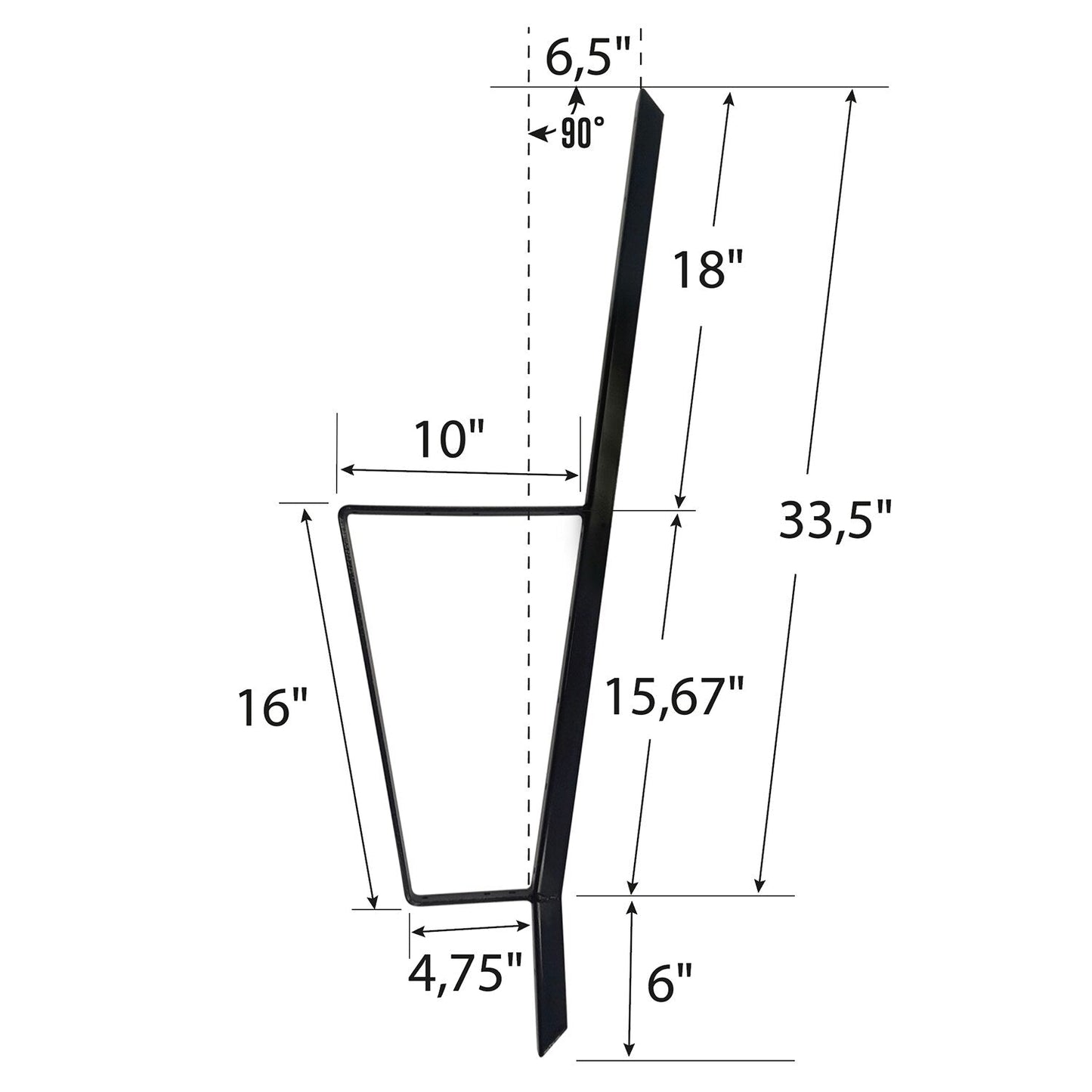 Pylex Black Matte Steel Deck Bench Bracket