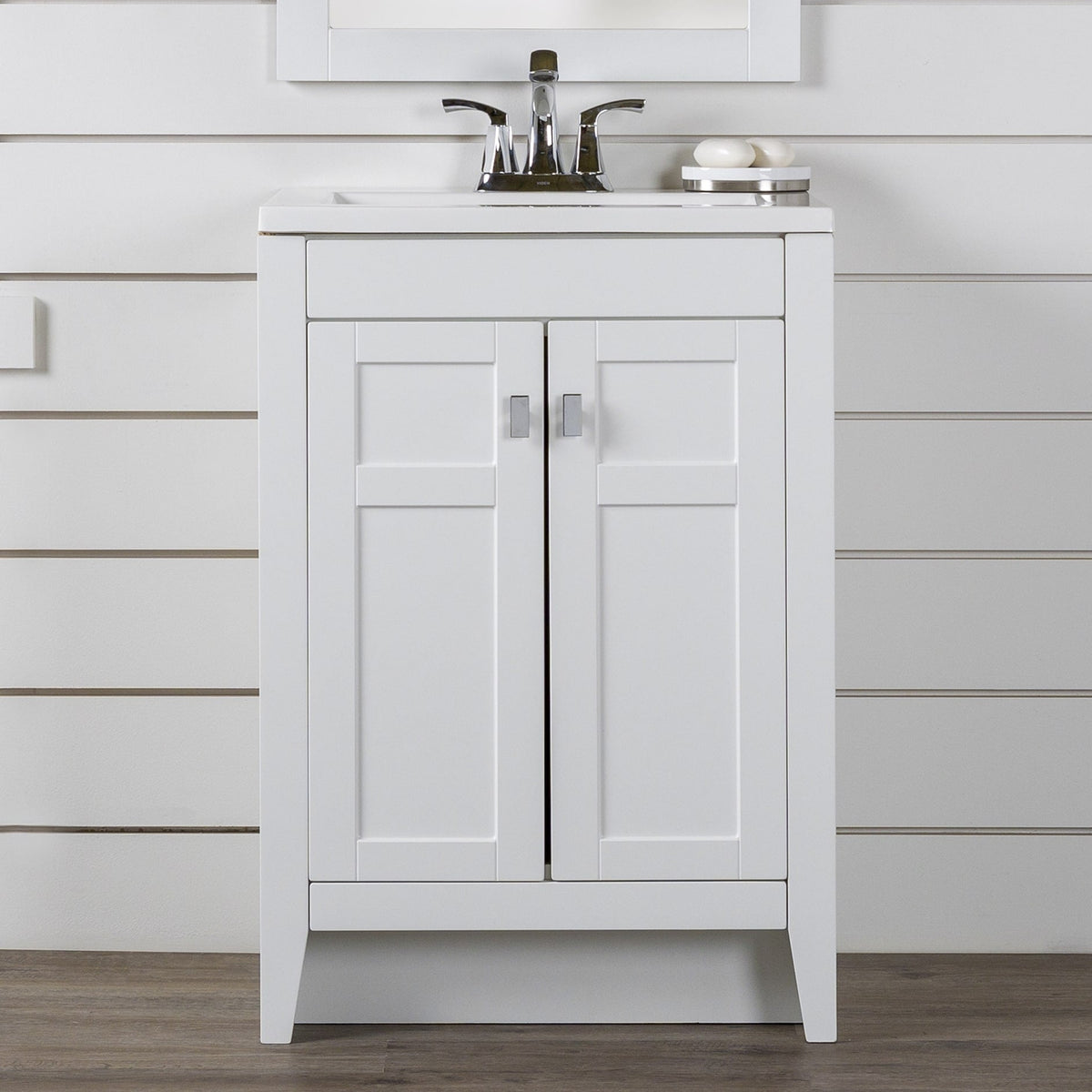 Diamond NOW Brenton 24-in White Single Sink Bathroom Vanity with White Cultured Marble Top