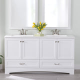 Diamond NOW Cassidy 60.5-in White Double Sink Bathroom Vanity with White Cultured Marble Top