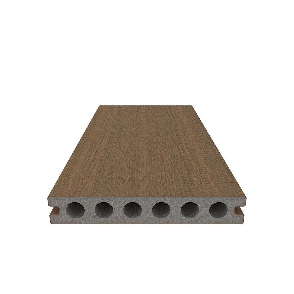 NewTechWood Voyager Hollow Board 1-in x 6-in x 8-ft Peruvian Teak Grooved Composite Deck Board