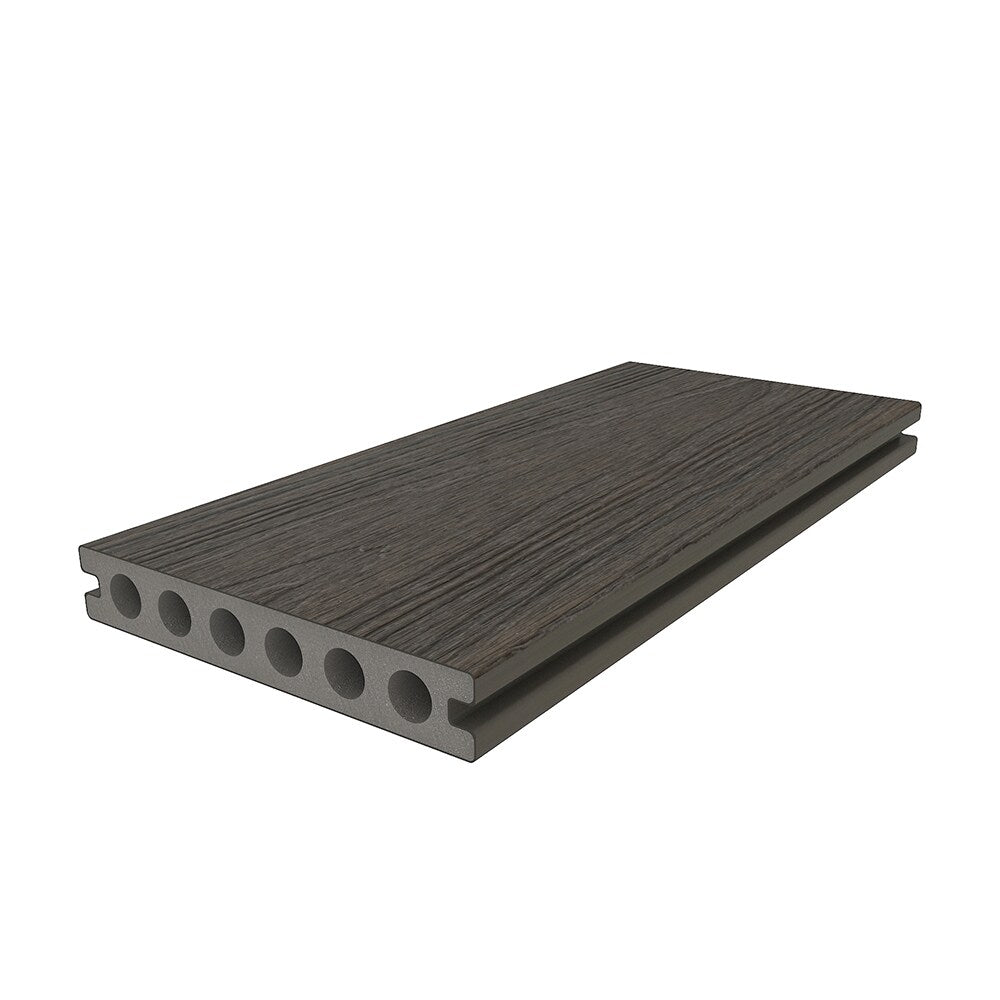 NewTechWood Voyager Hollow Board 1-in x 6-in x 8-ft Spanish Walnut Grooved Composite Deck Board