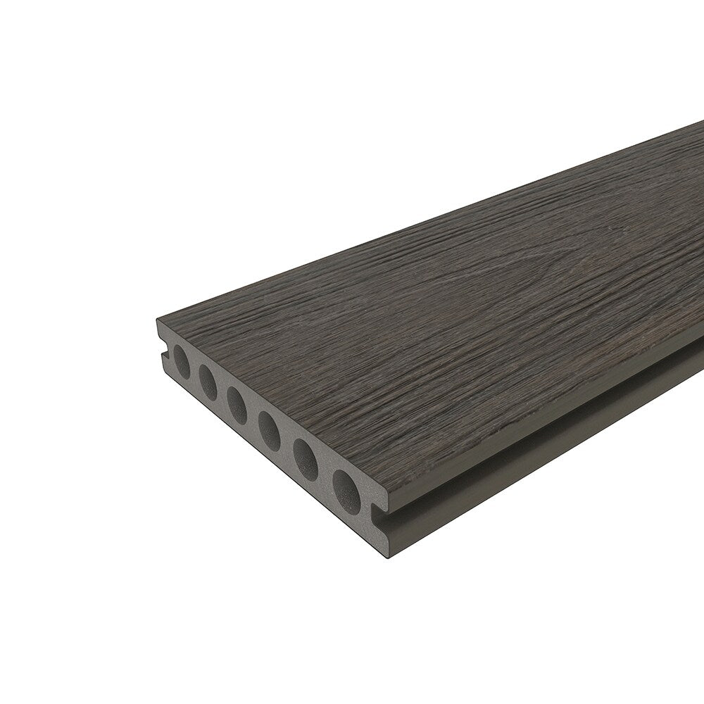NewTechWood Voyager Hollow Board 1-in x 6-in x 8-ft Spanish Walnut Grooved Composite Deck Board