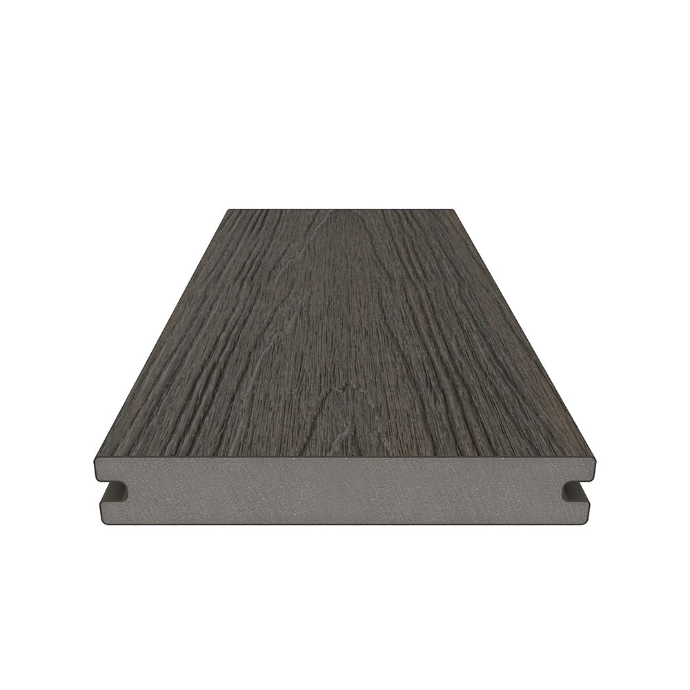NewTechWood Magellan Solid Board with Groove 1-in x 6-in x 8-ft Spanish Walnut Grooved Composite Deck Board