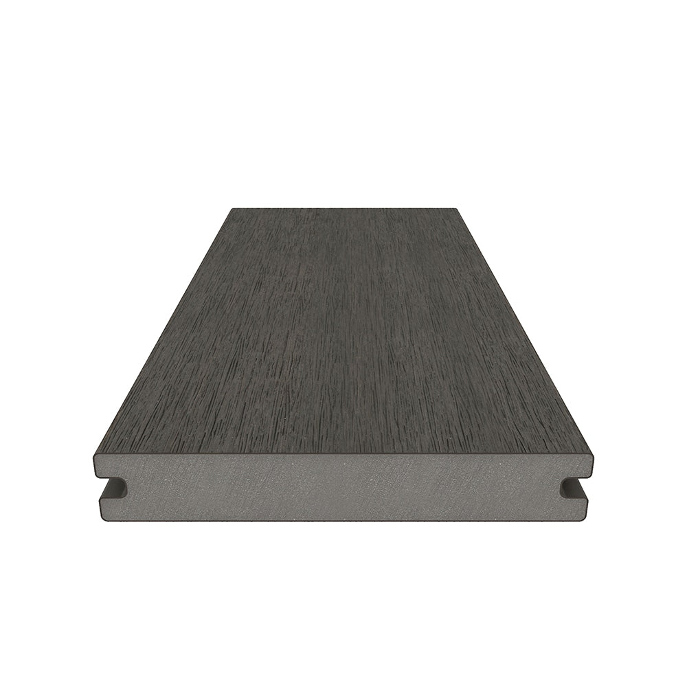 NewTechWood Magellan Solid Board with Groove 1-in x 6-in x 8-ft Spanish Walnut Grooved Composite Deck Board