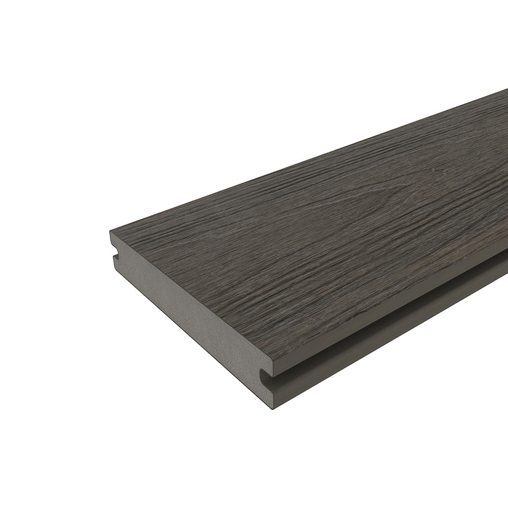 NewTechWood Magellan Solid Board with Groove 1-in x 6-in x 8-ft Spanish Walnut Grooved Composite Deck Board