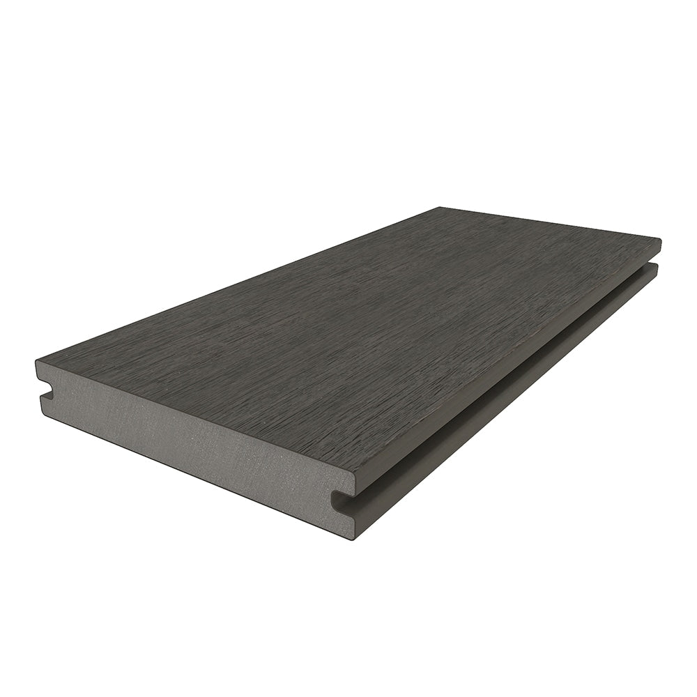 NewTechWood Magellan Solid Board with Groove 1-in x 6-in x 8-ft Spanish Walnut Grooved Composite Deck Board