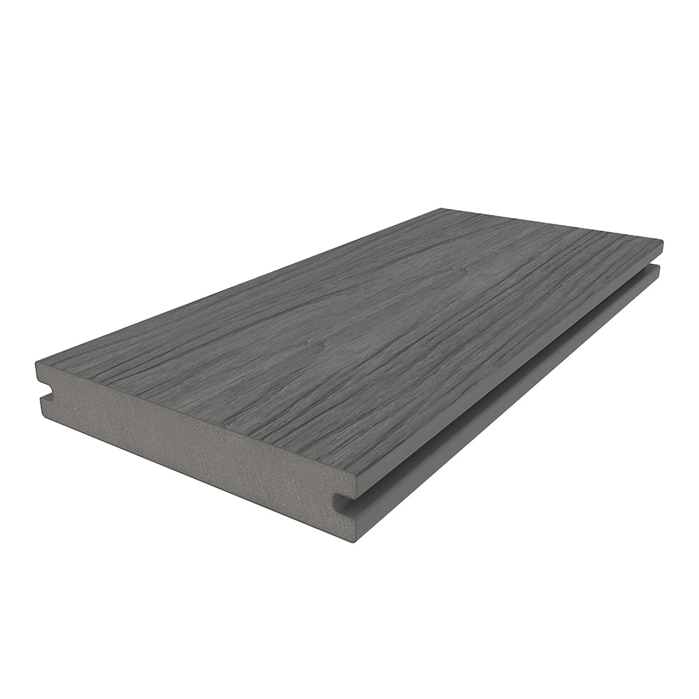 NewTechWood Magellan Solid Board with Groove 8-ft Westminster Gray Grooved Composite Deck Board