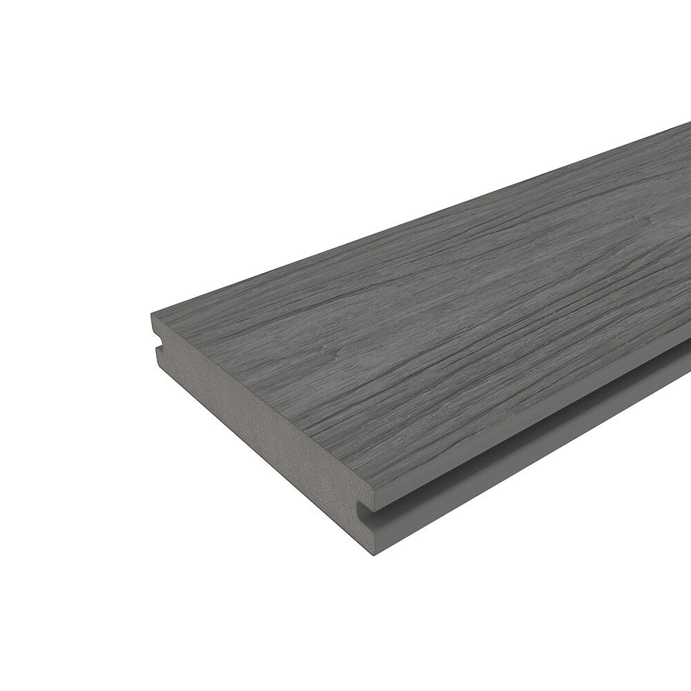 NewTechWood Magellan Solid Board with Groove 8-ft Westminster Gray Grooved Composite Deck Board