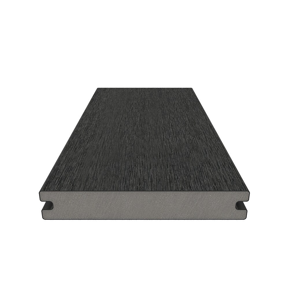 NewTechWood Magellan Solid Board with Groove 1-in x 6-in x 8-ft Hawaiian Charcoal Grooved Composite Deck Board