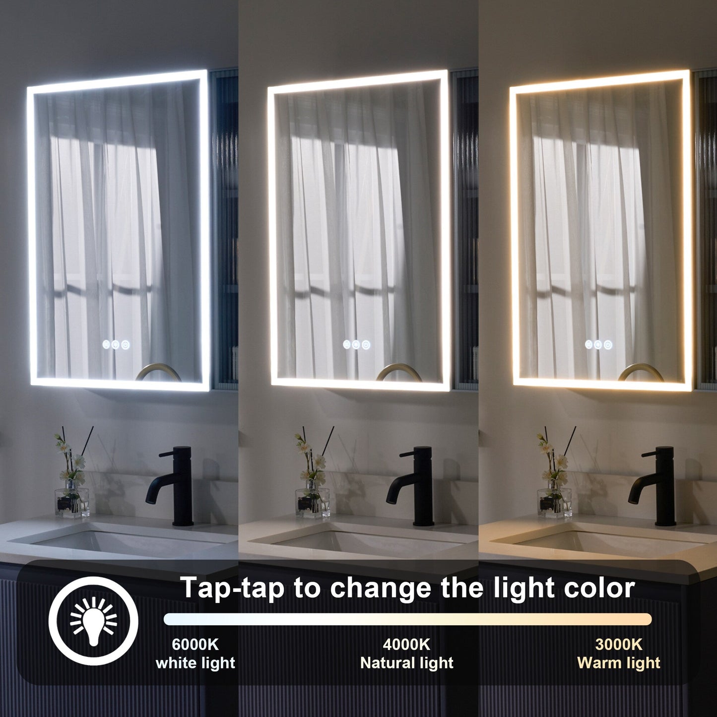 Forclover 30-in x 28-in Lighted LED Fog Free Surface Mount Gray Mirrored Soft Close Medicine Cabinet with Outlet