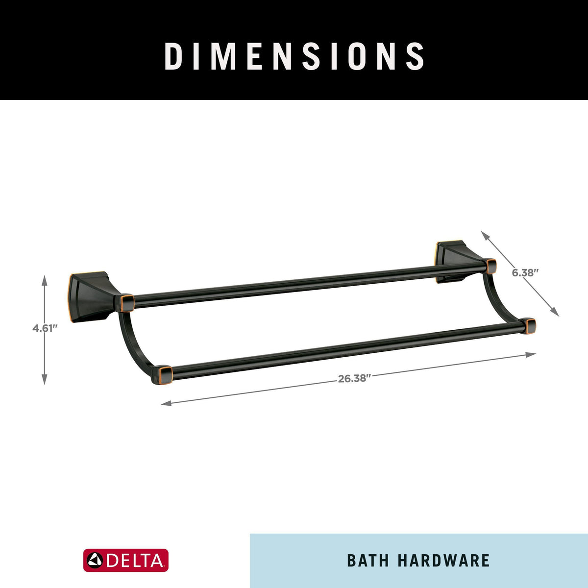 Delta Flynn 24-in Double Oil Rubbed Bronze Wall Mount Double Towel Bar