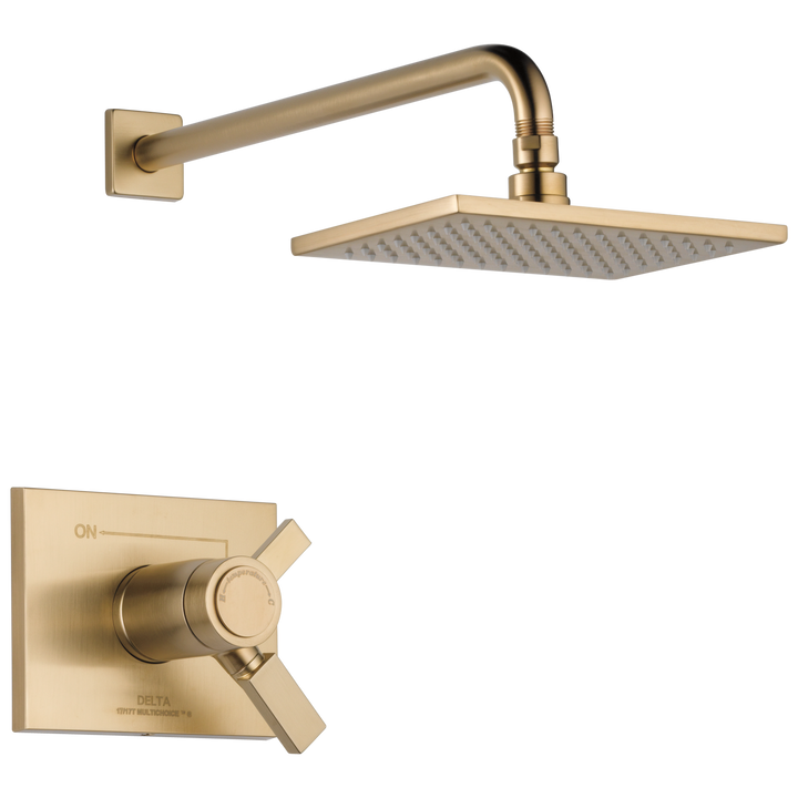 Delta Vero TempAssure Champagne Bronze 2-Handle Single-Function Shower Faucet Trim Kit, 5.7-in Square Shower Head