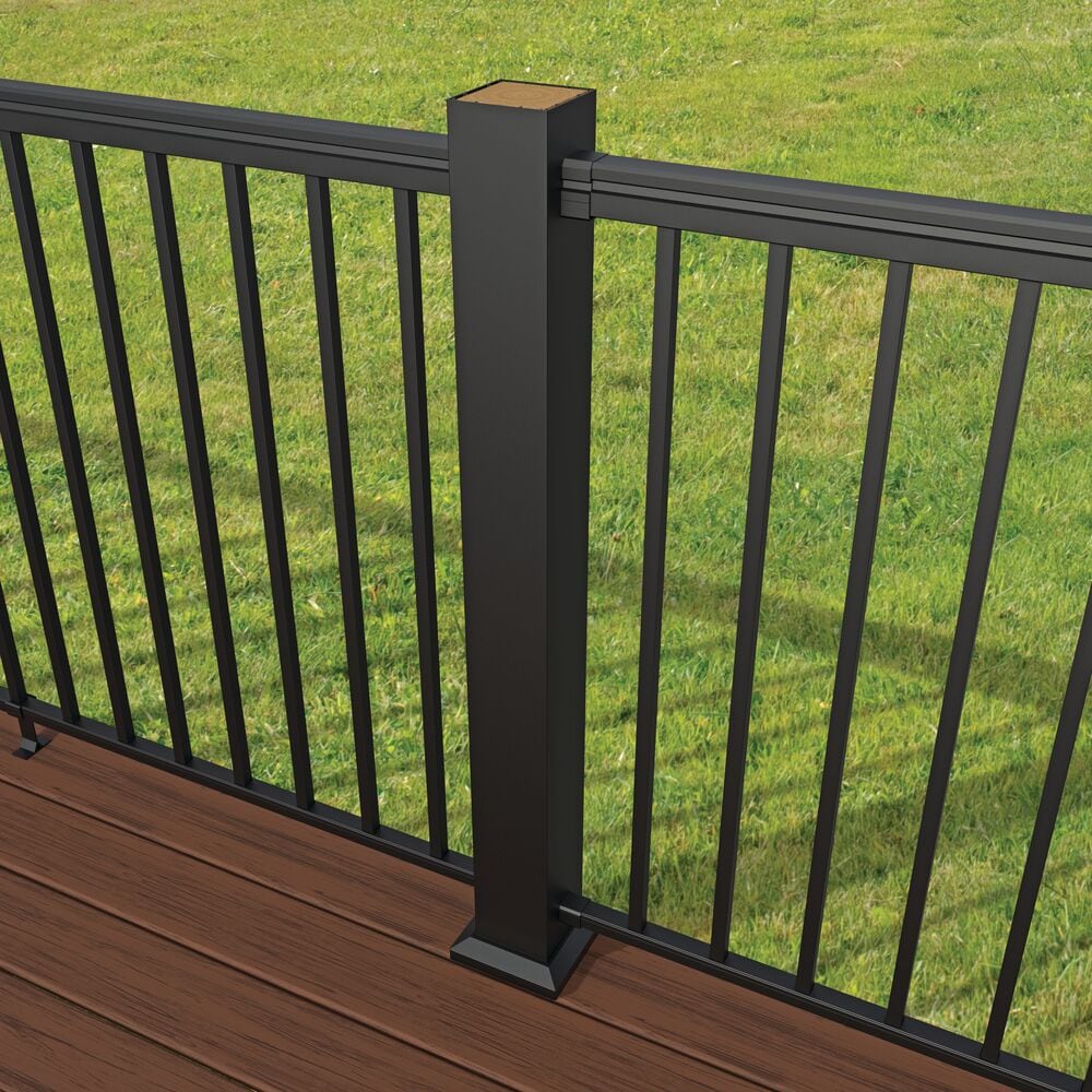 Freedom 4.25-in x 4.85-in x 3-ft Matte Black Aluminum Deck Post Sleeve