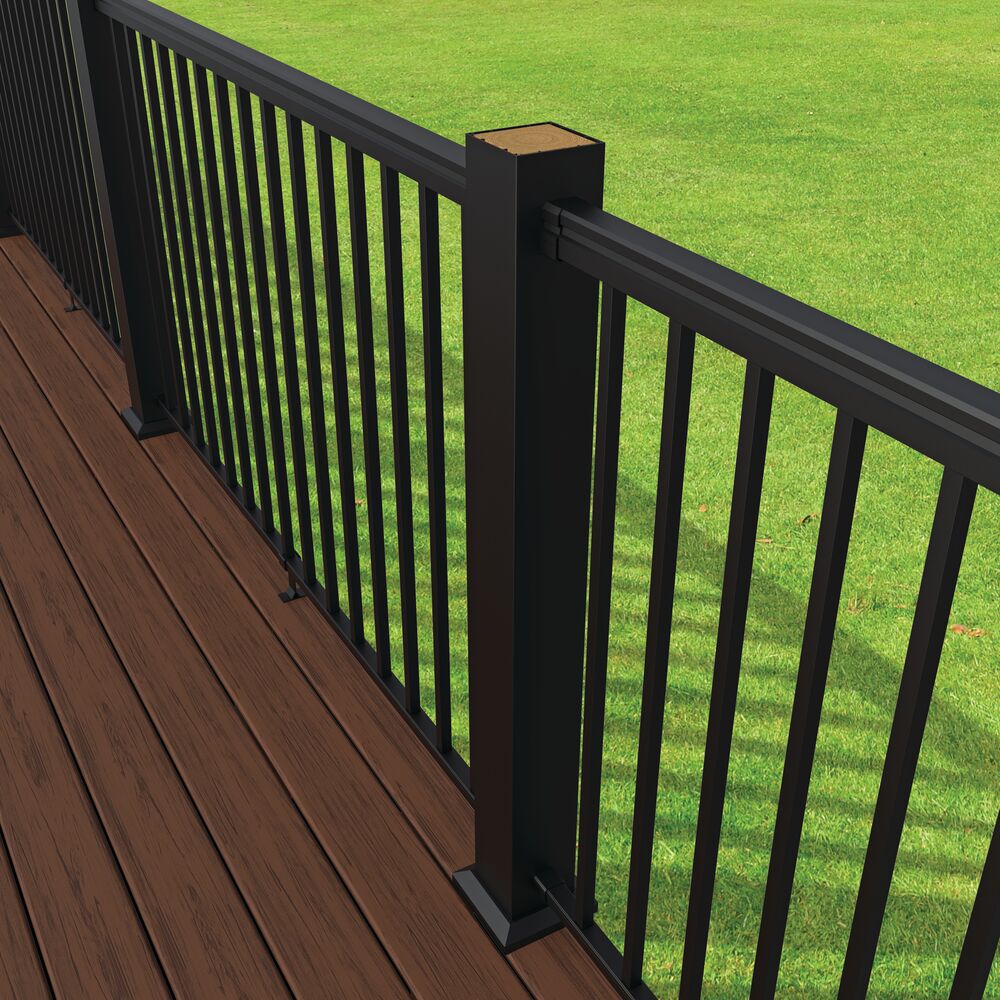 Freedom 4.25-in x 4.85-in x 3-ft Matte Black Aluminum Deck Post Sleeve