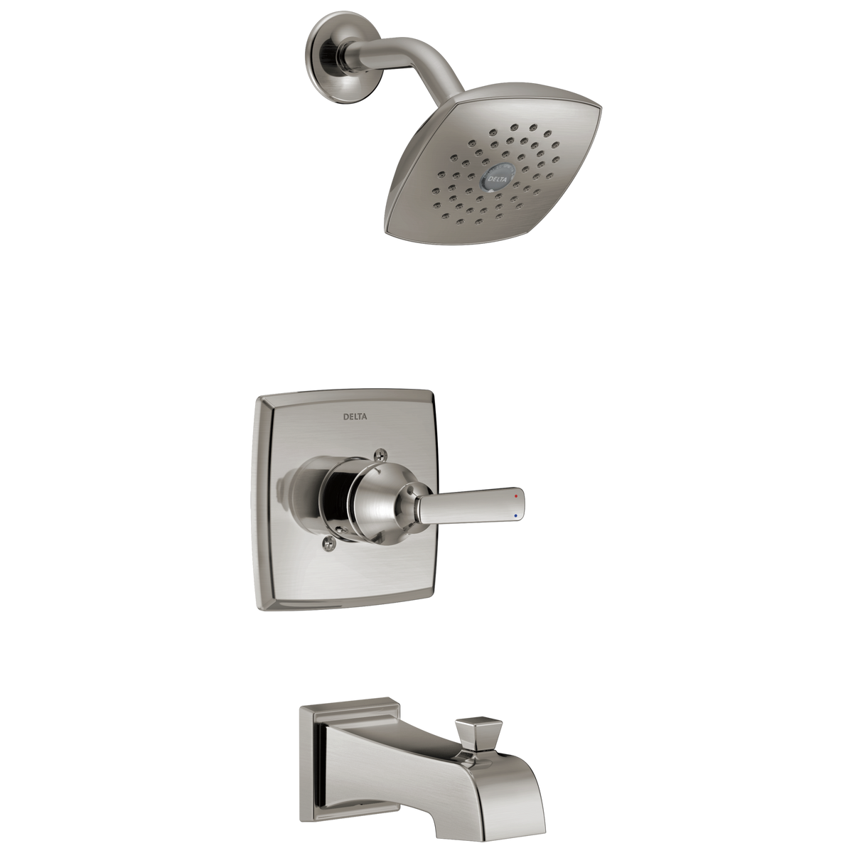 Delta Ashlyn Stainless 1-Handle Bathtub and Shower Faucet, Single-Function 5.25-in Square Showerhead (Trim Kit, Valve Sold Separately)