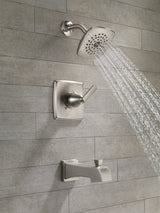 Delta Ashlyn Stainless 1-Handle Bathtub and Shower Faucet, Single-Function 5.25-in Square Showerhead (Trim Kit, Valve Sold Separately)