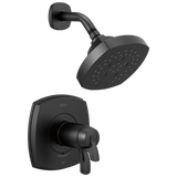 Delta Stryke Matte Black 2-Handle Multi-Function Round Shower Faucet, 7-in Head