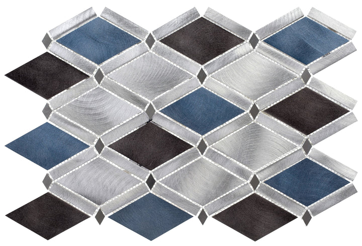 Andova Tiles GEOM Hague 10-in x 13-in Polished Metal Patterned Diamond Mosaic Floor and Wall Tile product image