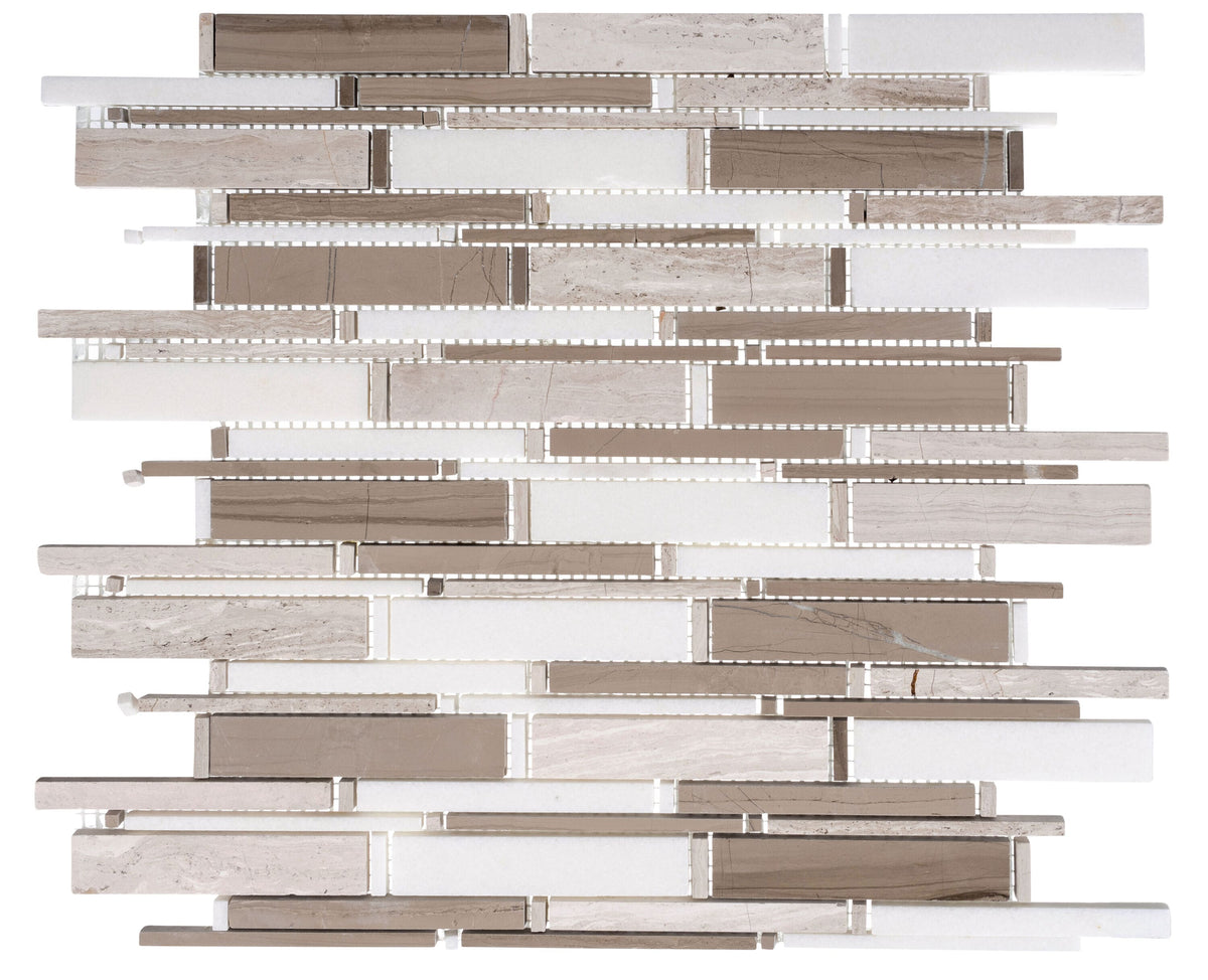 Andova Tiles Knoll Okar 12-1/2-in x 12-3/4-in Glossy Natural stone Marble Brick look Linear Mosaic Floor and Wall Tile product image