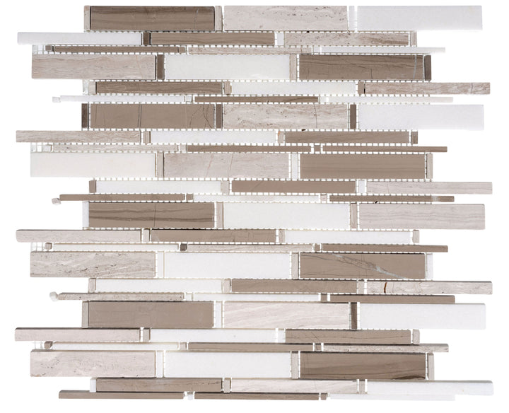 Andova Tiles Knoll Okar 12-1/2-in x 12-3/4-in Glossy Natural stone Marble Brick look Linear Mosaic Floor and Wall Tile product image