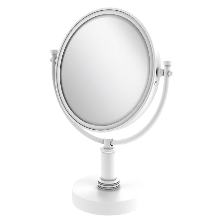Allied Brass 8-in x 15-in Matte White Double-Sided Magnifying Countertop Vanity Mirror