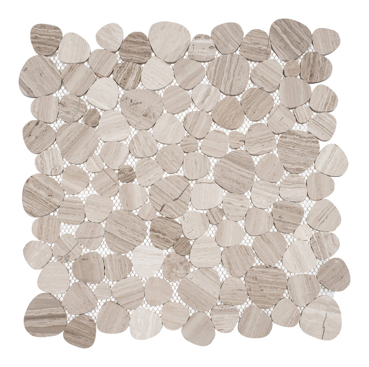 Andova Tiles OASIS Shallow 12-in x 12-in Glazed Natural stone Marble Pebble Mosaic Floor and Wall Tile product image