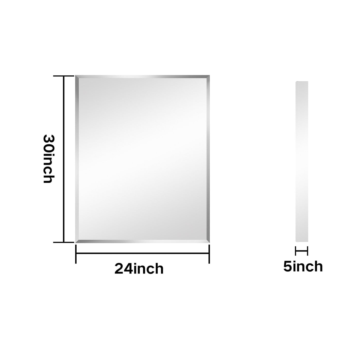 Forclover 24-in x 30-in Surface/Recessed Mount Silver Mirrored Soft Close Medicine Cabinet