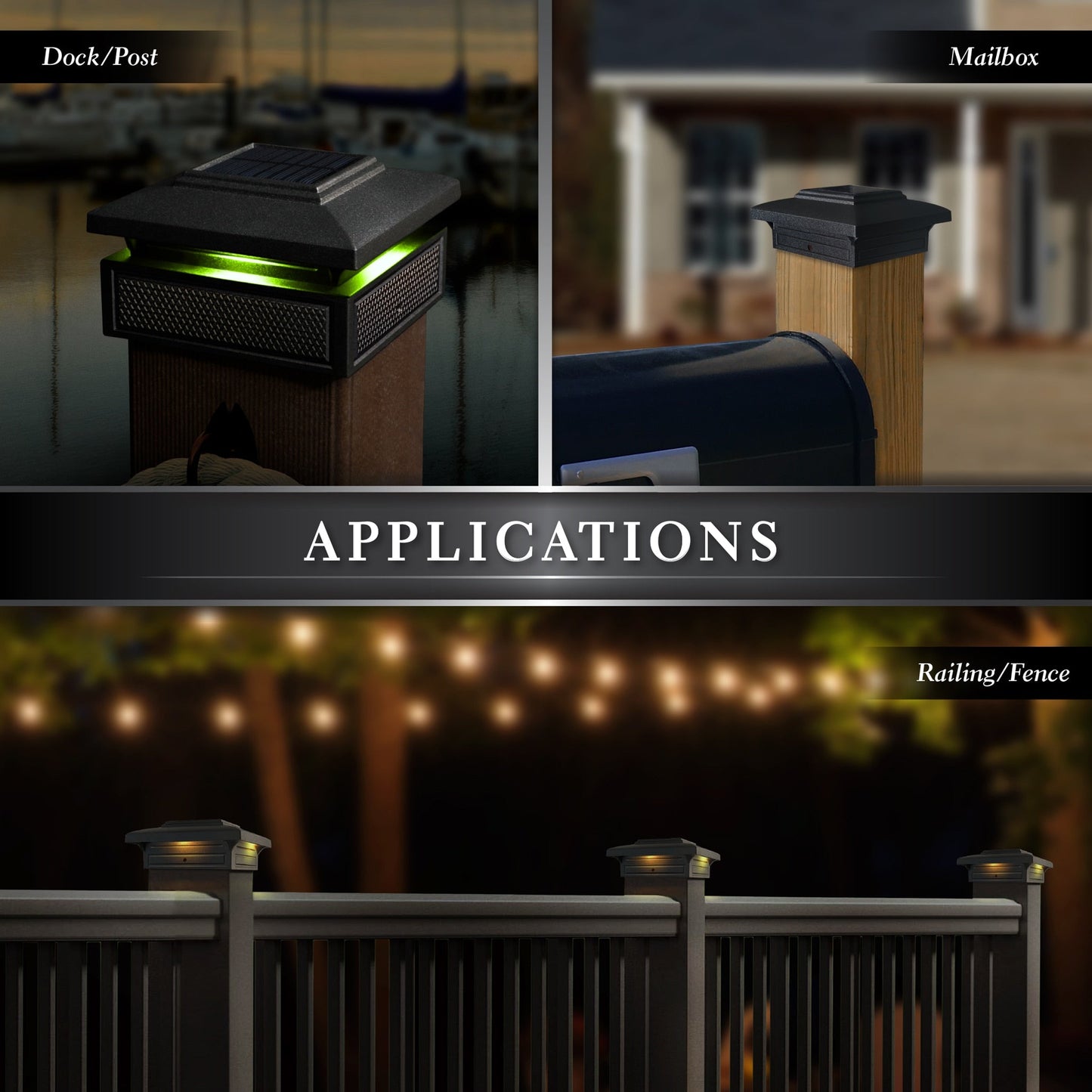 Classy Caps 4-in x 4-in 30-Lumen 1-Watt Black Solar LED Outdoor Post Cap Light (5500 K)