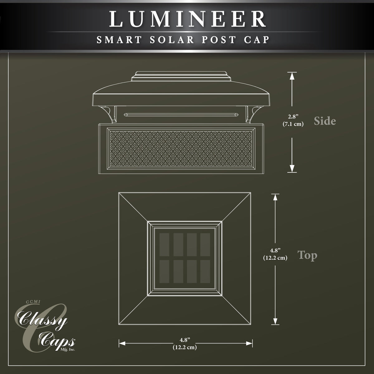 Classy Caps 4-in x 4-in 30-Lumen 1-Watt Black Solar LED Outdoor Post Cap Light (5500 K)